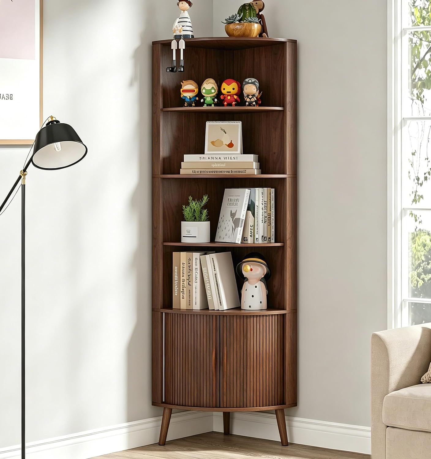 Bookshelf 5 Tier - 5-poziomowa półka narożna, nowoczesny regał narożny