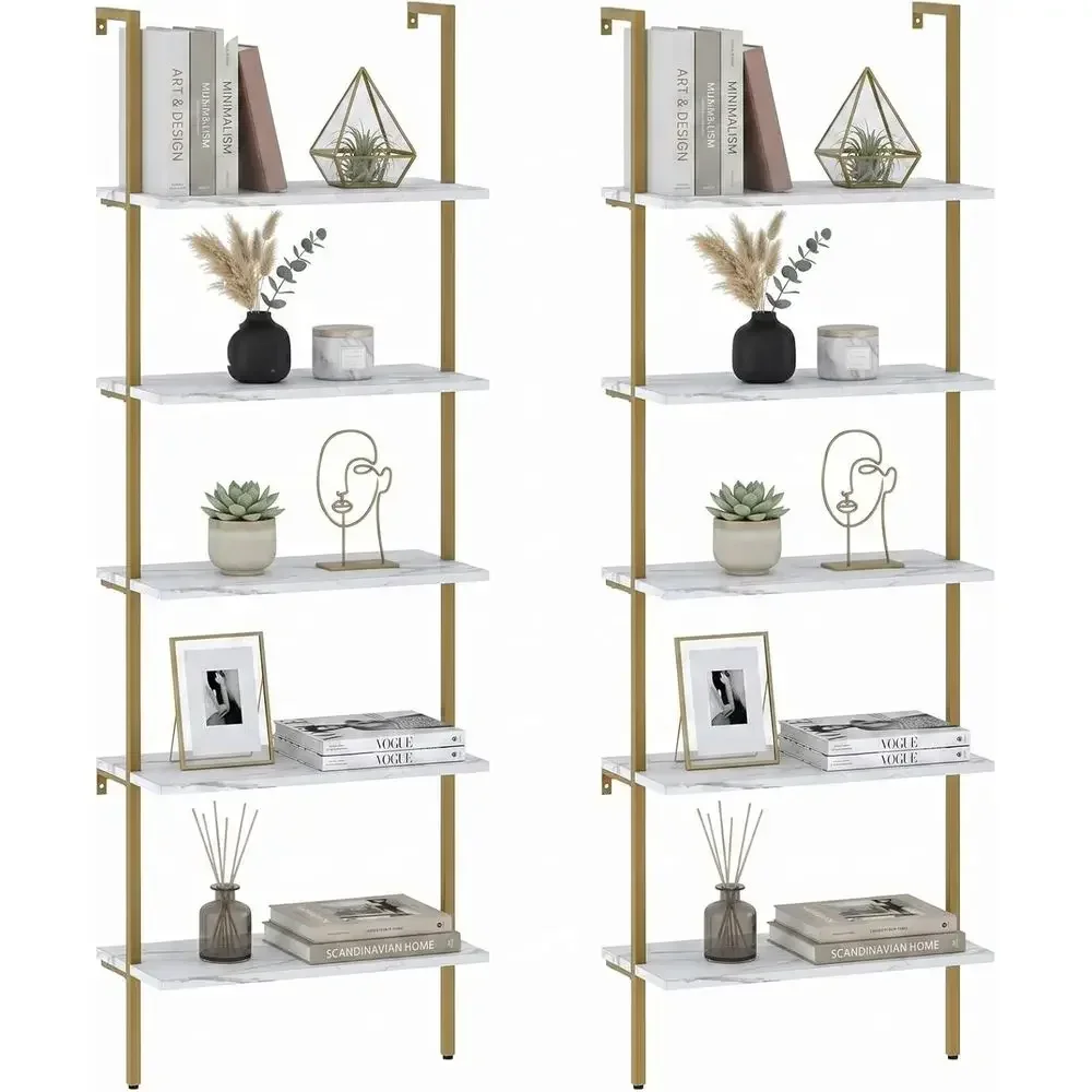 Bookshelf 5 Tier - 5-poziomowy biały marmurowy regał ścienny z