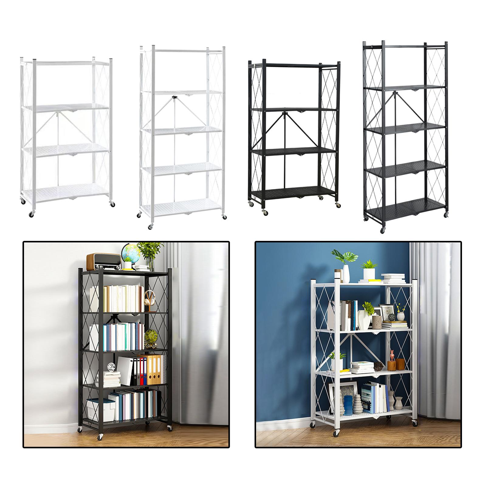 Bookshelf 5 Tier - Wózek z przesuwanymi półkami do przechowywania,