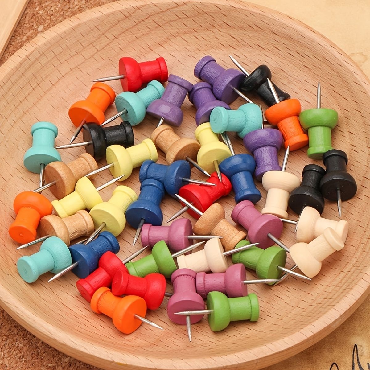 50 szt. Kolorowe drewniane pin – Bulletin Board Cork recenzja i cena