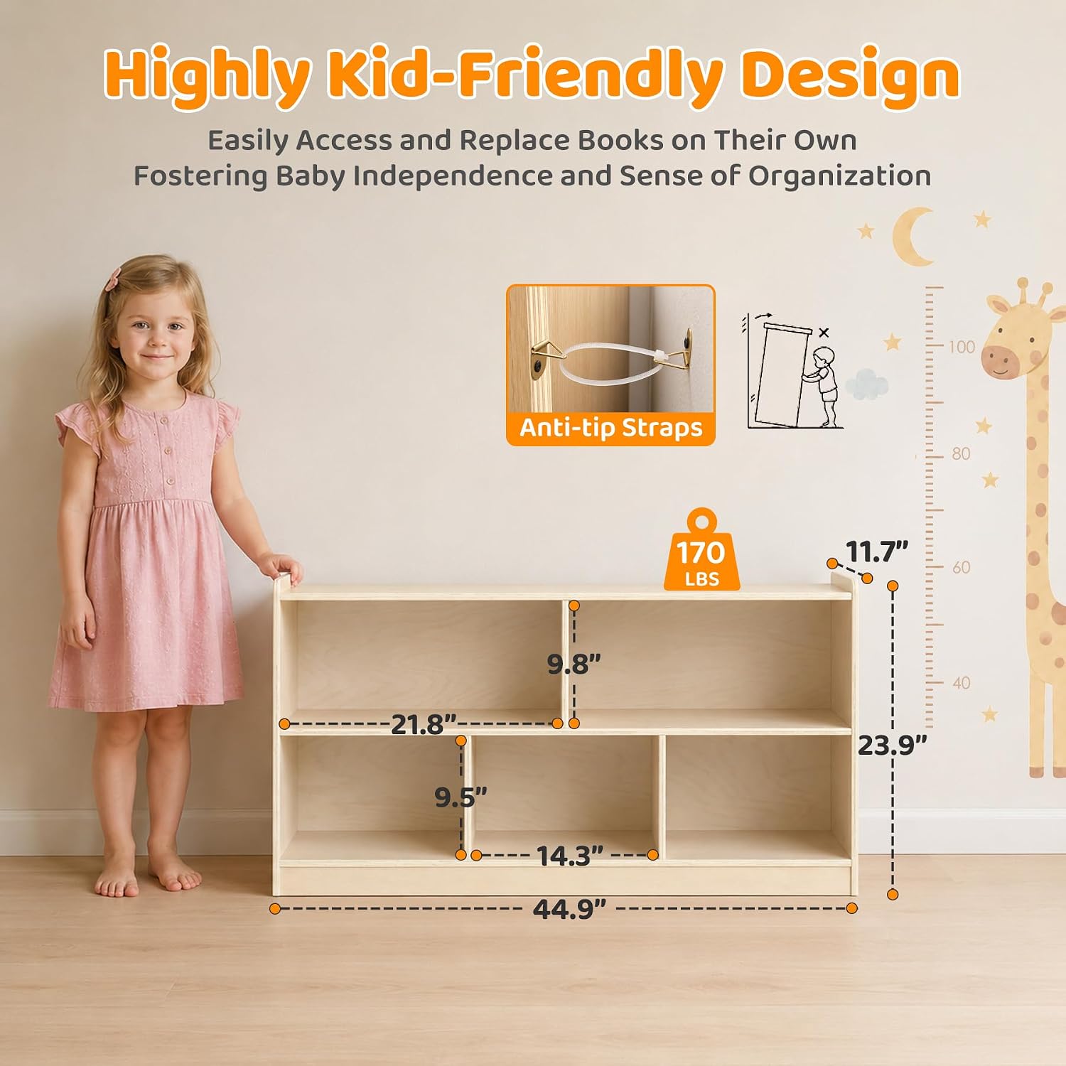 Drewniany 5-segmentowy szafek  – Bookshelf 5 Tier recenzja i cena