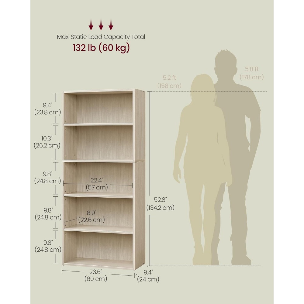 VASAGLE CUSTOS Collection - Pó – Bookshelf 5 Tier recenzja i cena